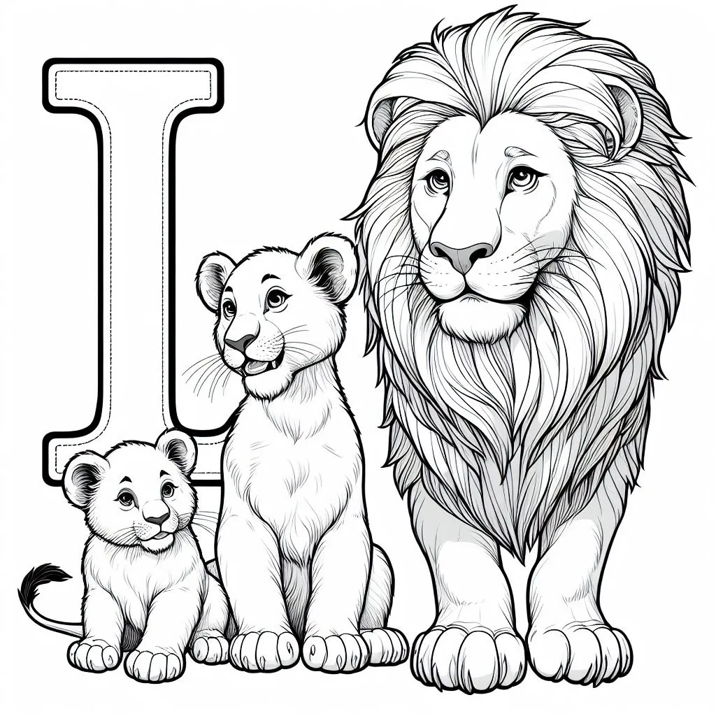 Lions with Letter L 🦁🔠 Coloring Page